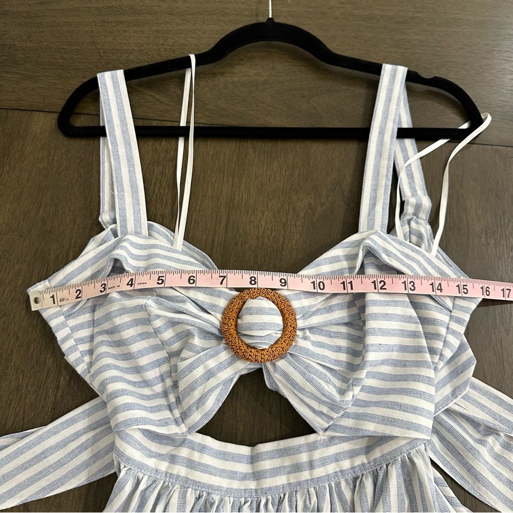 Aakaa Blue and White Striped Tie-BackDress - Picture 11 of 15